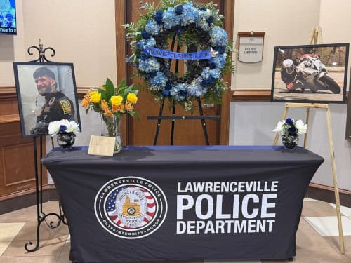 Lawrenceville Police establishes memorial for officer killed in off-duty crash